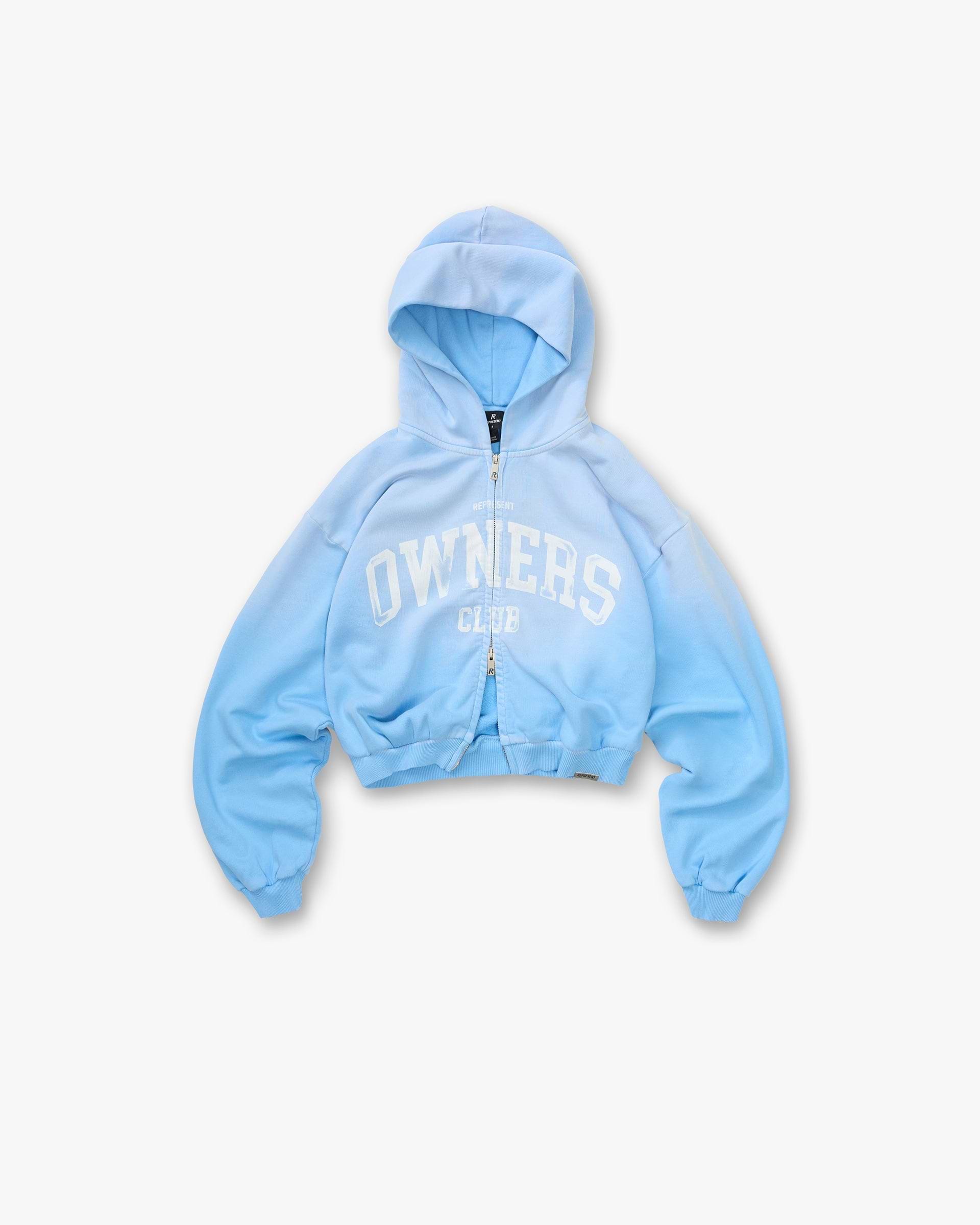 Represent Owners Club Zip Through Hoodie - Sky Blue