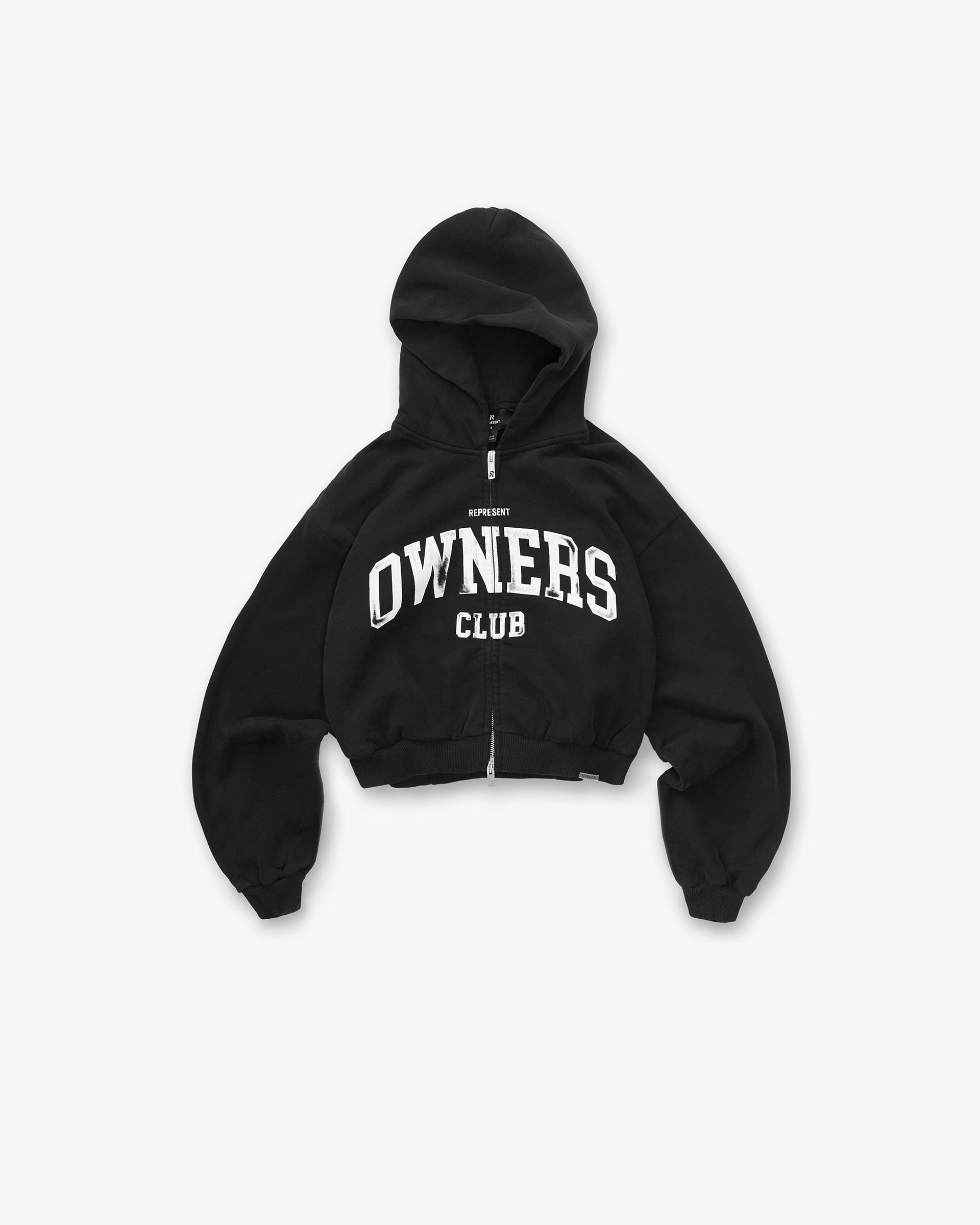 Represent Owners Club Zip Through Hoodie - Jet Black