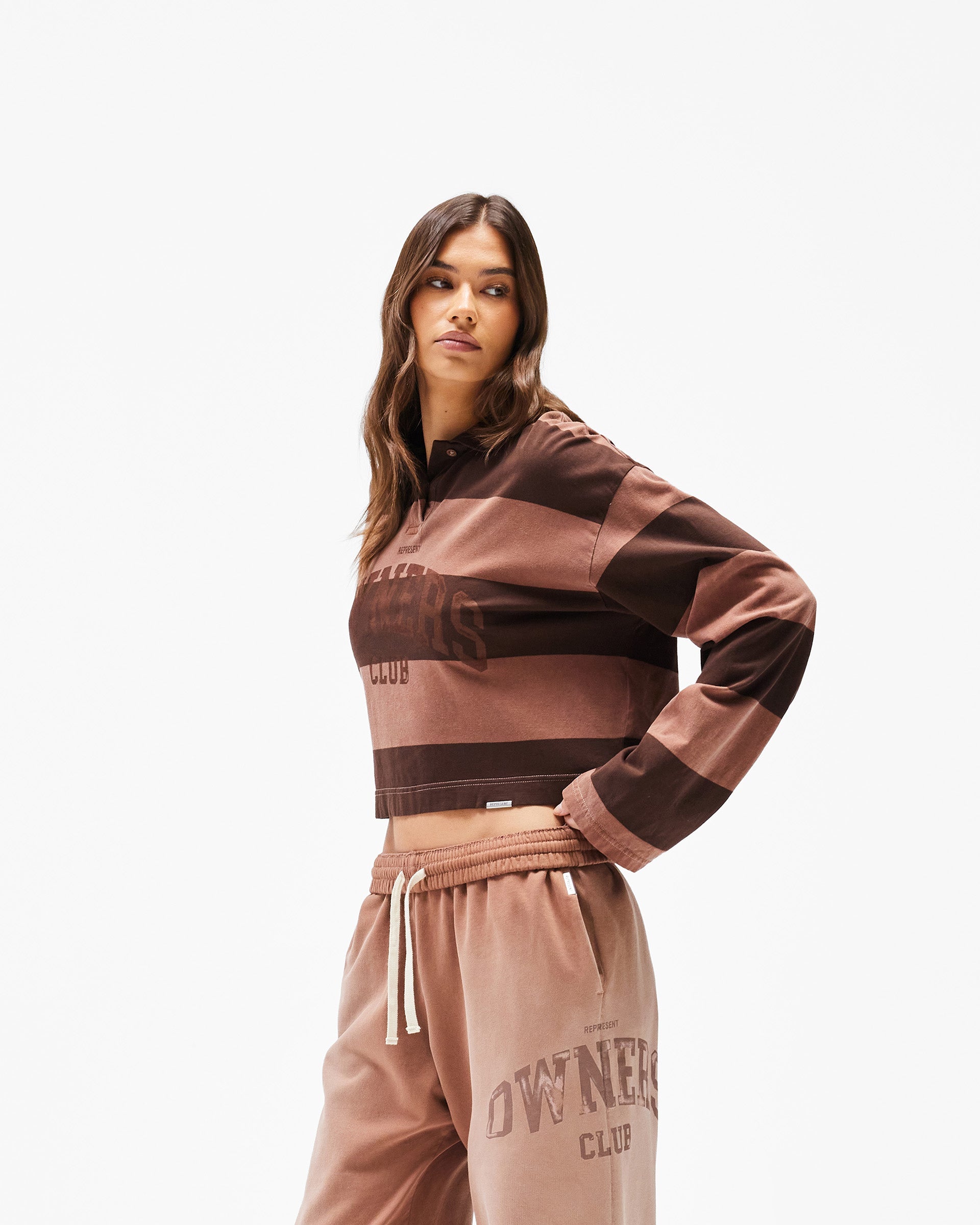 Represent Owners Club Stripe Rugby Polo - Sienna
