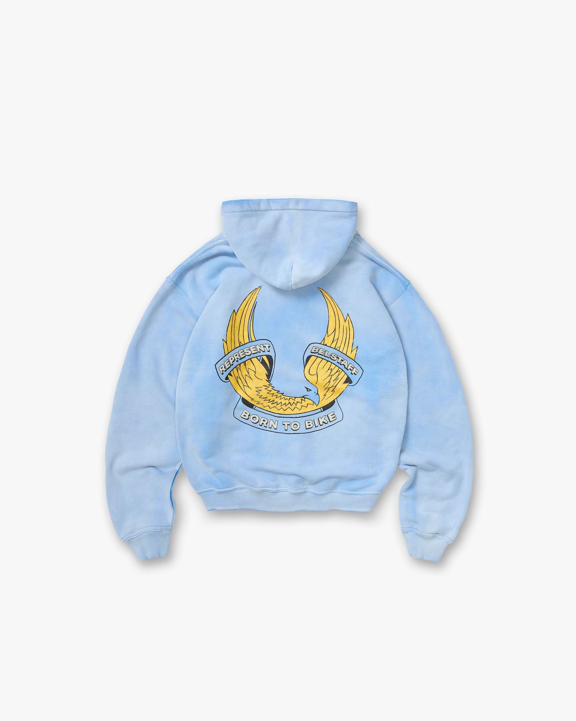 Represent X Belstaff Born To Bike Hoodie - Mid Blue