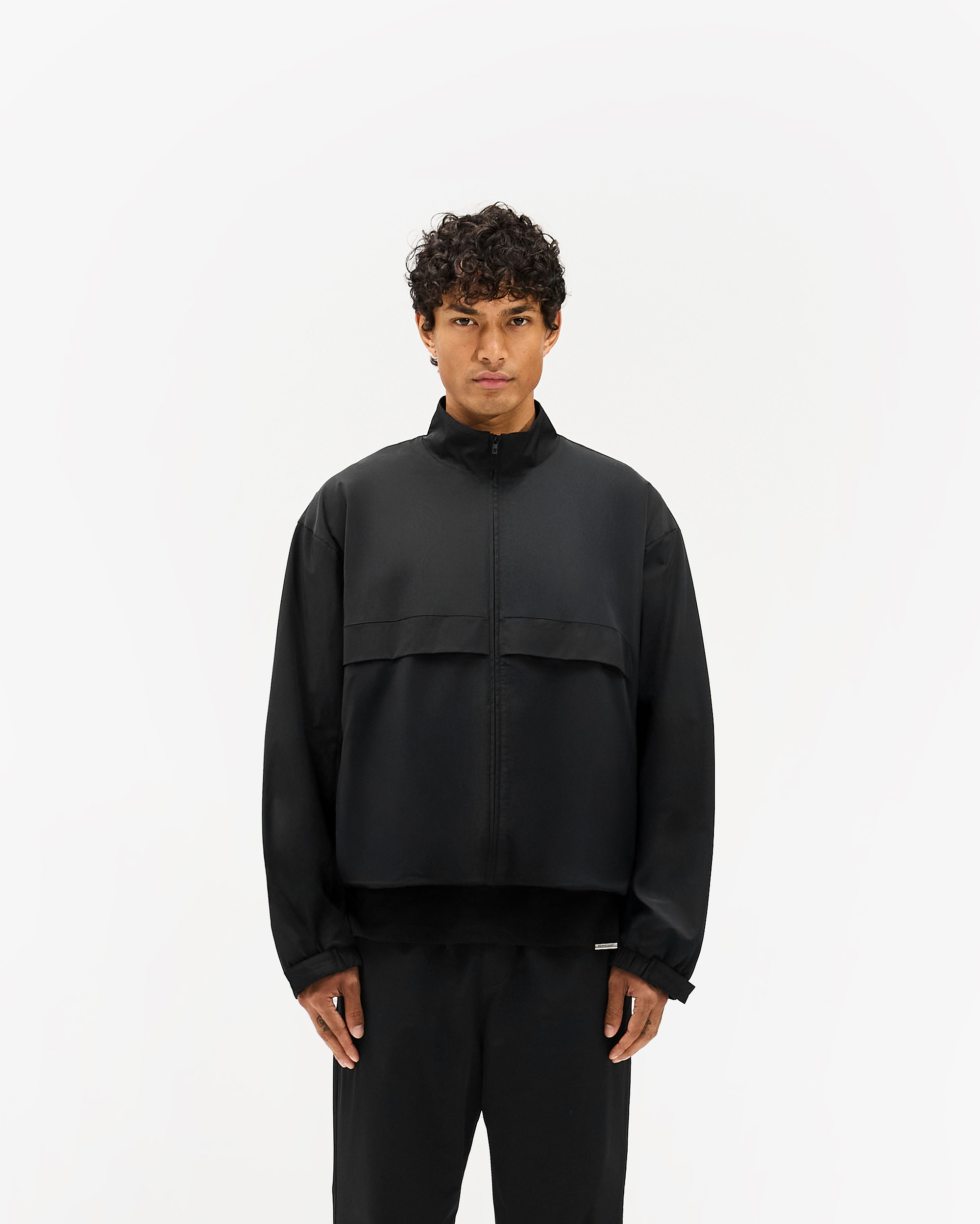 Initial Nylon Track Jacket - Black