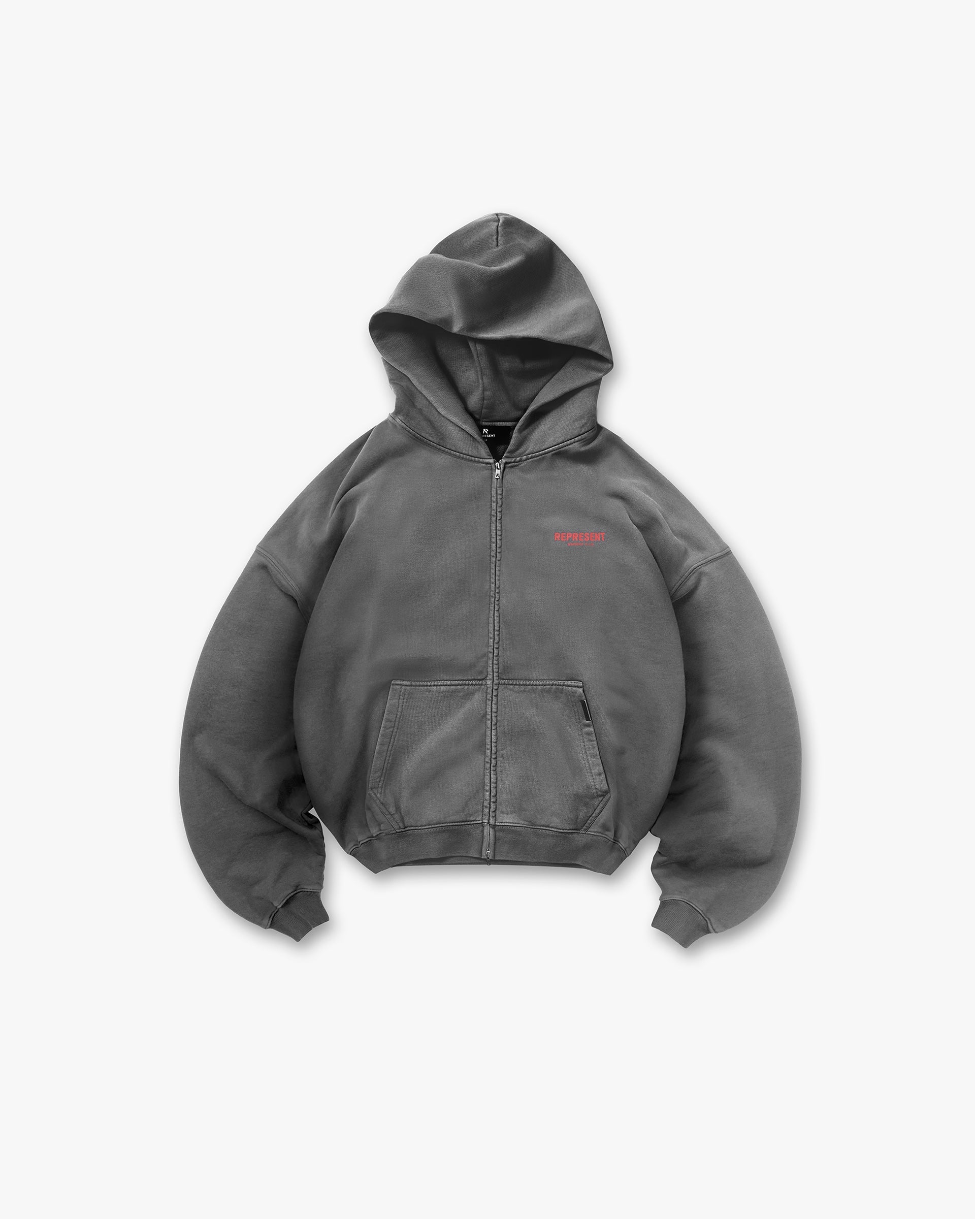 Represent Owners Club Zip Hoodie - Washed Black
