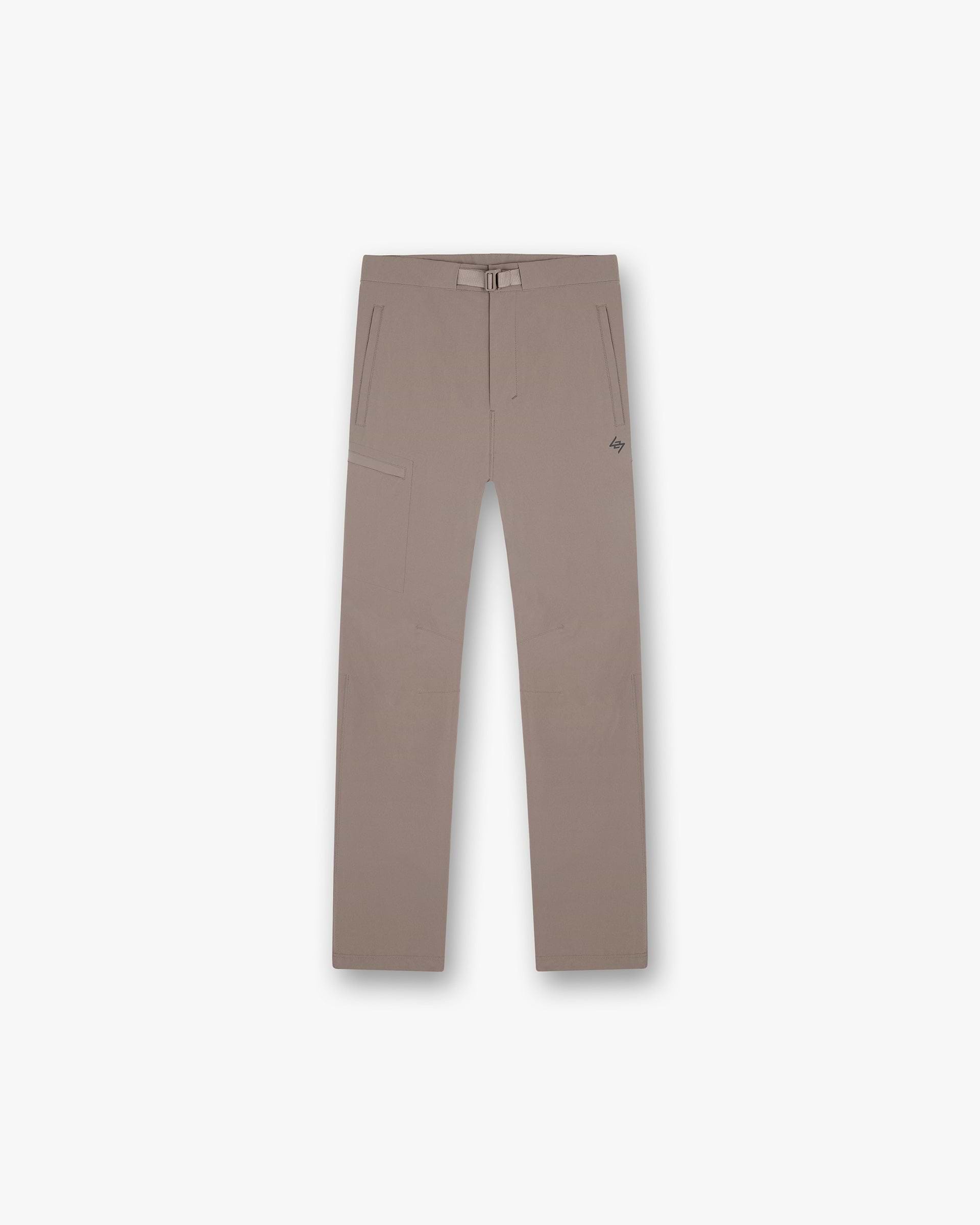 Front product image of mens brown pants on a plain white background | 247 Mission Pant in Umber | Oversized straight fit pants with ribbed hem | 247 Pants | Represent Clo