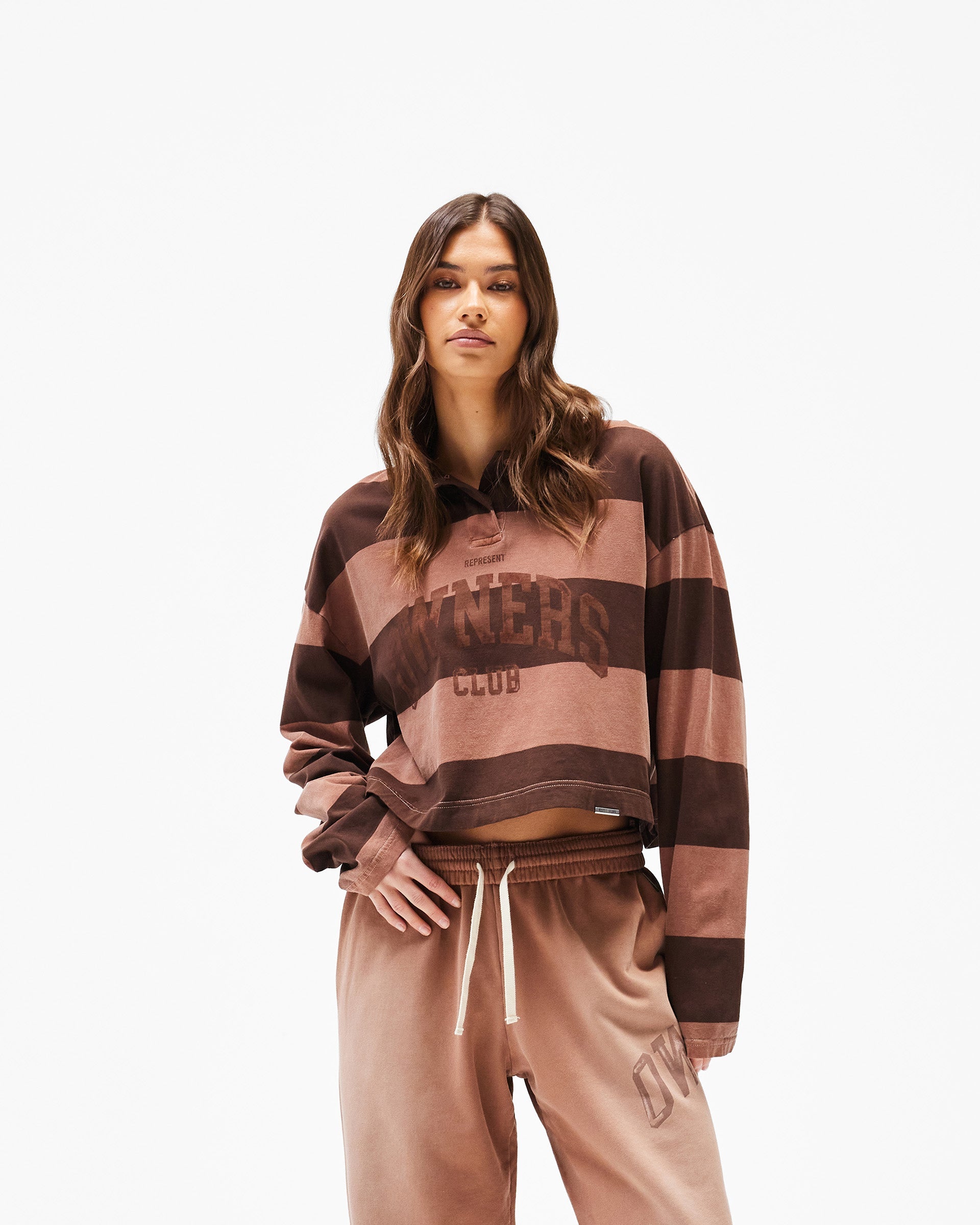 Represent Owners Club Stripe Rugby Polo - Sienna