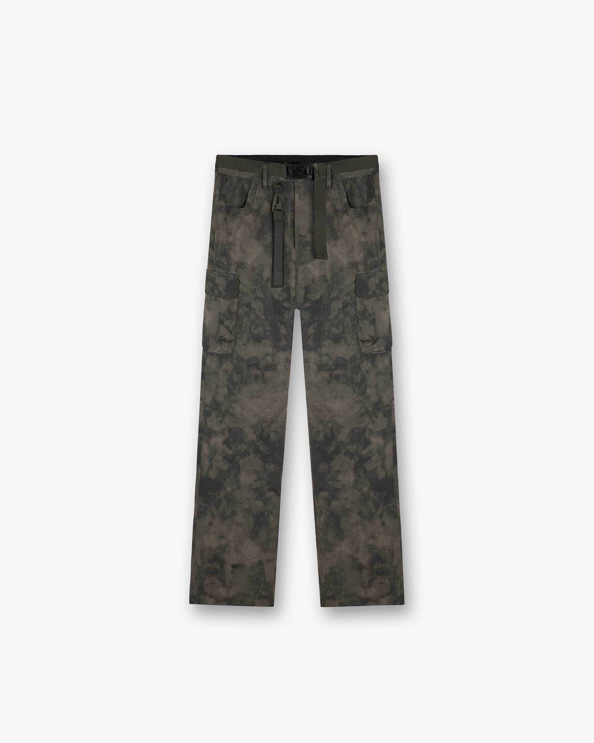 Front product image of mens green cargo pants on a plain white background | 247 Technical Cargo Pant in Terrain | Technical cargo pants with multiple pockets | 247 Pants | Represent Clo