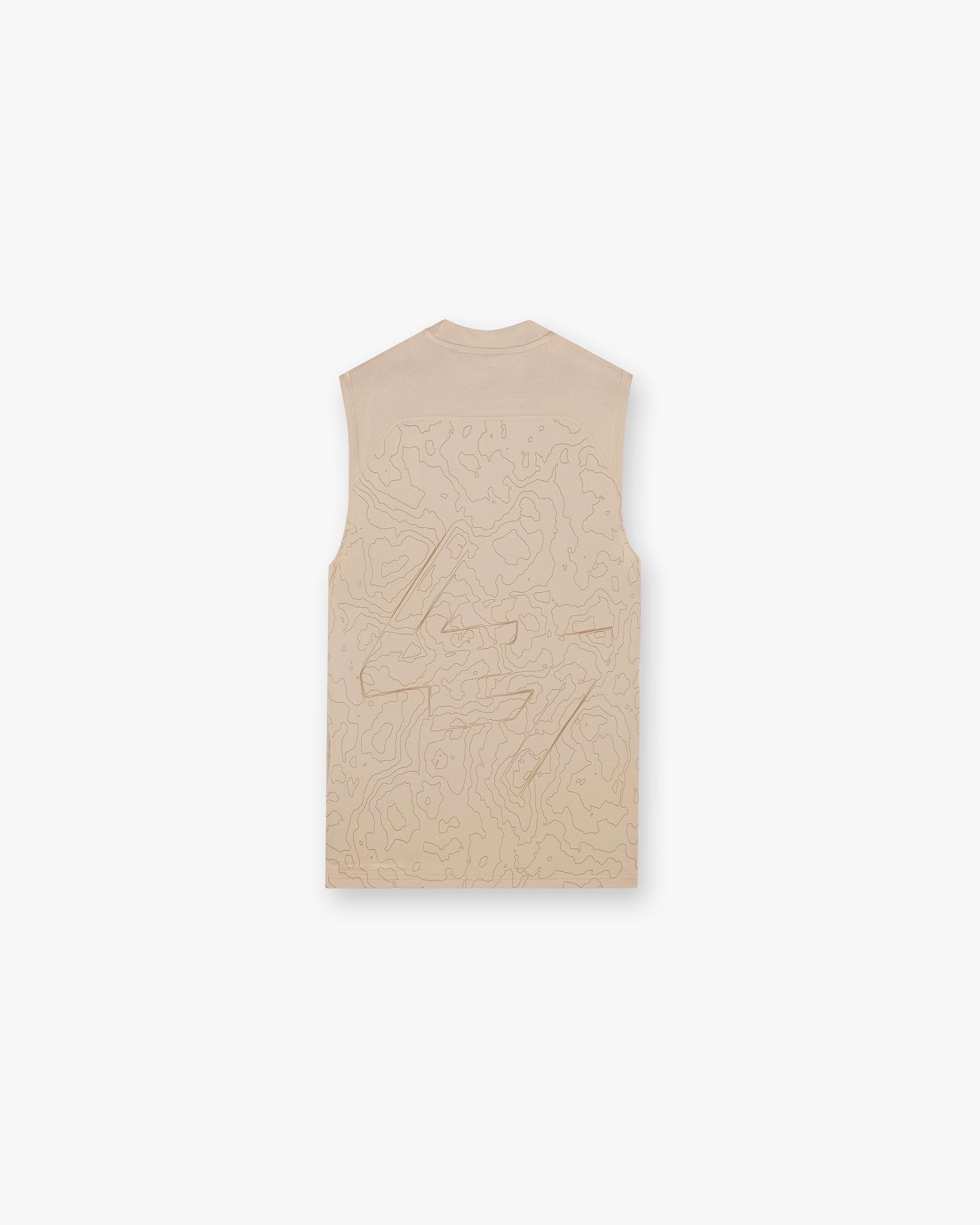 Front product image of a mens black tank top on a plain white background | 247 Contour Run Tank in Pebble | Lightweight stretch t-shirt | 247 T-Shirts | Represent Clo