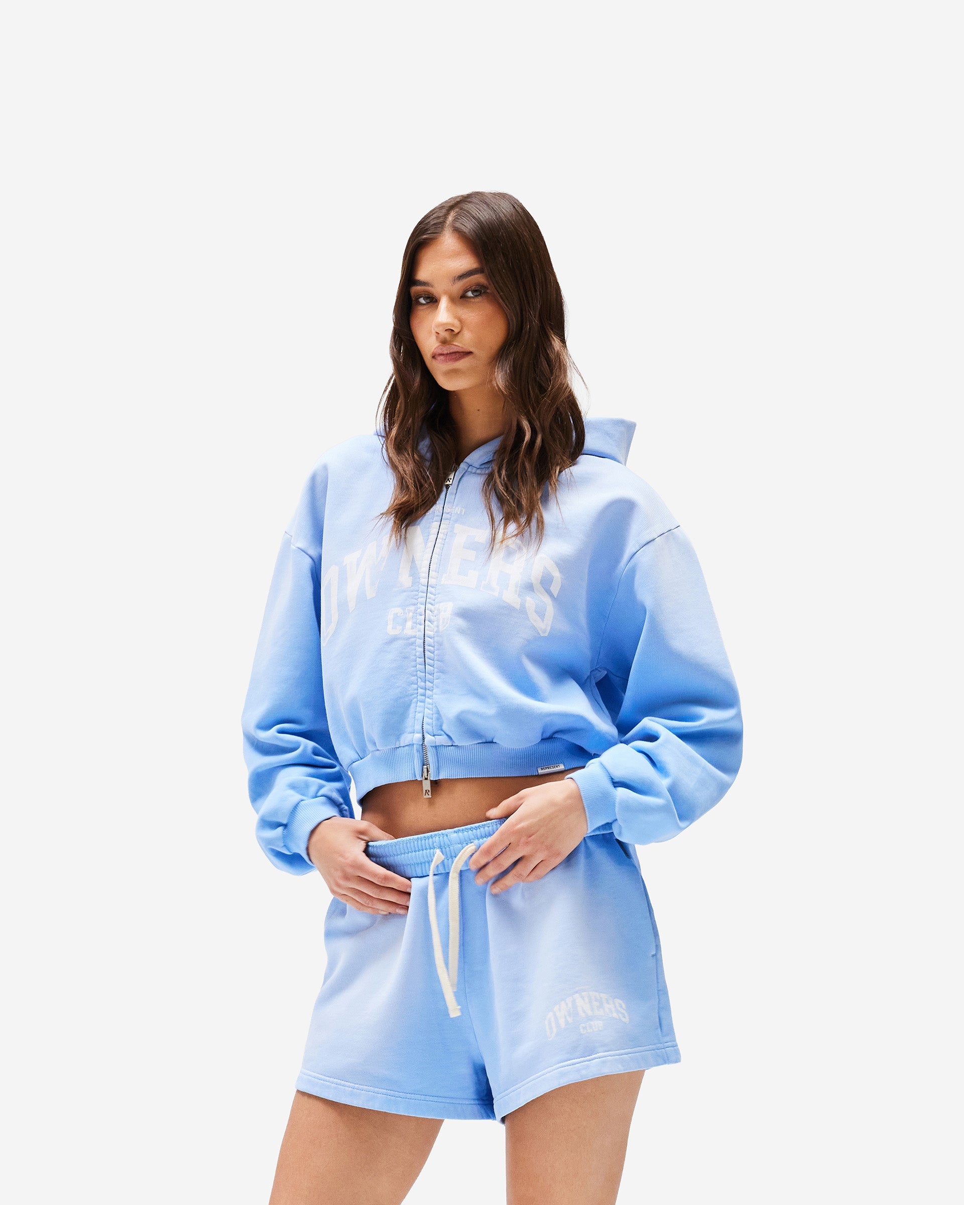 Represent Owners Club Zip Through Hoodie - Sky Blue