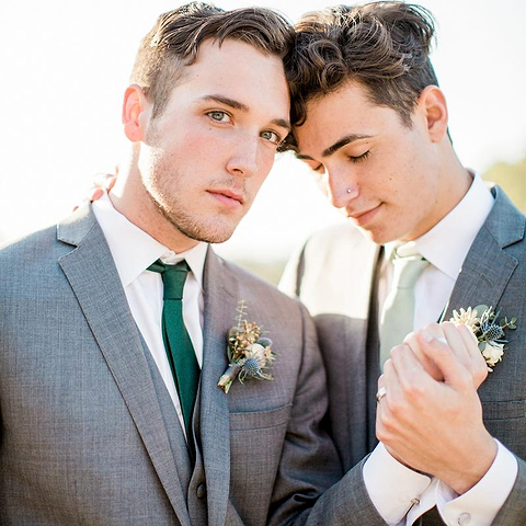 Same Sex Wedding with conflict free engagement ring