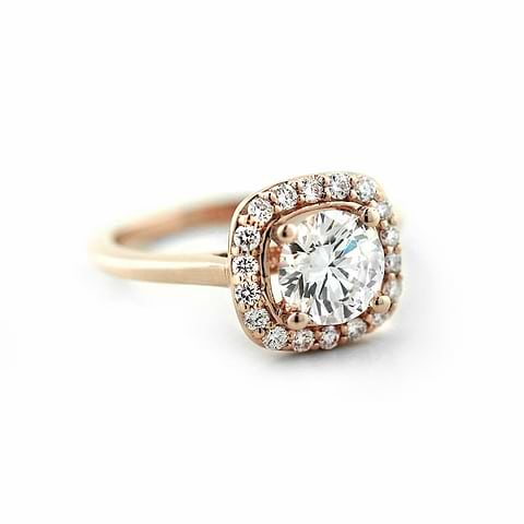 Diamond Halo Ring with Lab Grown Diamond