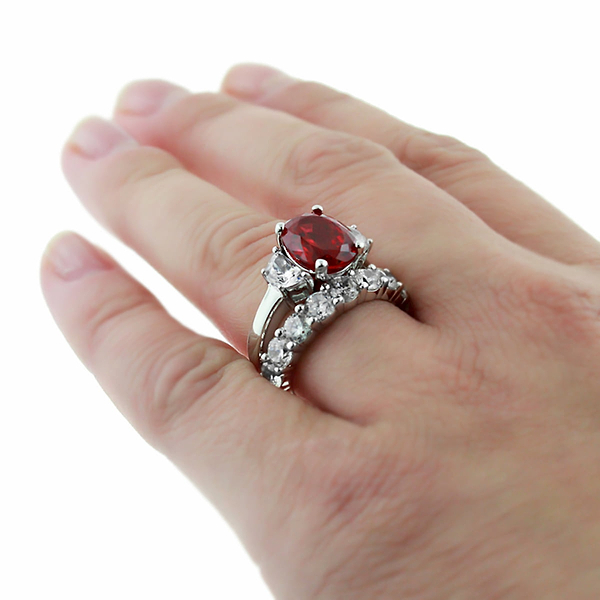 Celestial Three Stone Ruby Engagement Ring