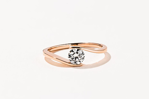 MiaDonna Daci Rose Gold Engagement Ring with diamond center stone