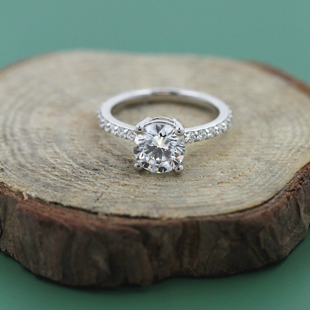 Crimson Accented Conflict Free Engagement Ring