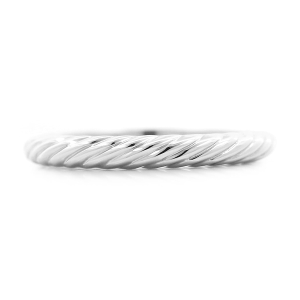 Twisted braided rope design white gold stackable band