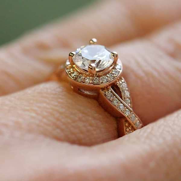 Petals Engagement Ring with Lab Grown Diamond and Recycled Accented Diamonds