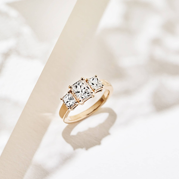 Reflection Three Stone Modern Engagement Ring