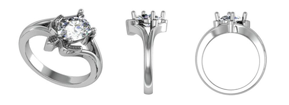CAD images for custom sea turtle ring
