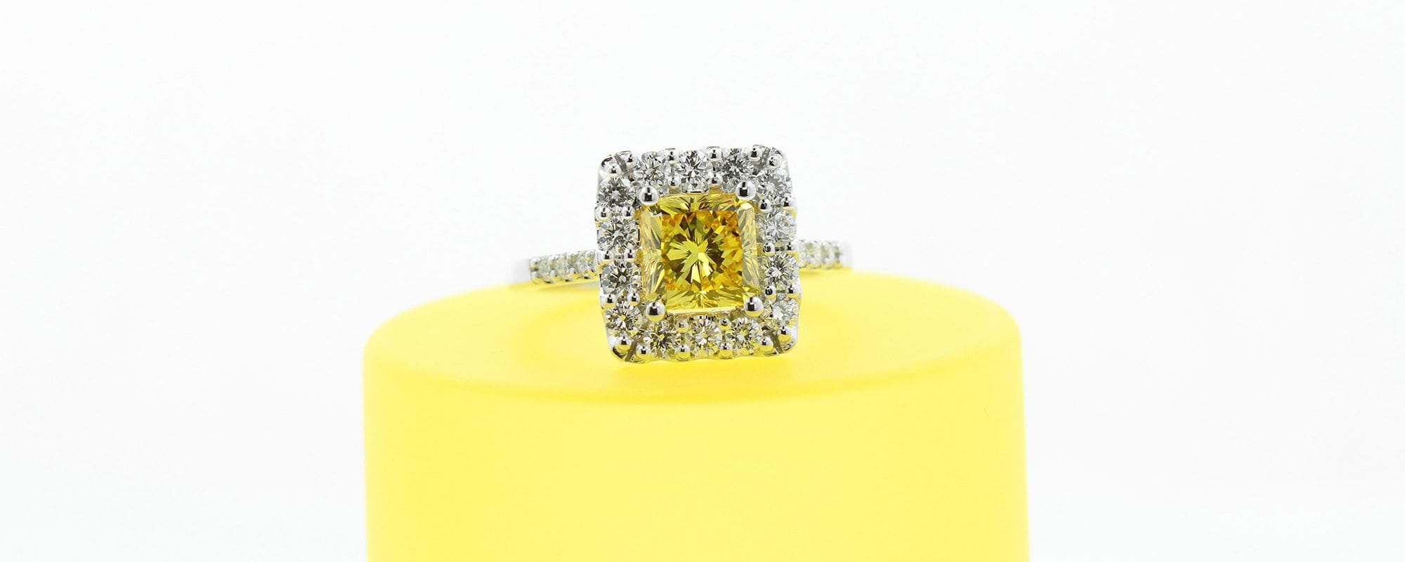 Custom Yellow Lab Created Diamond Ring