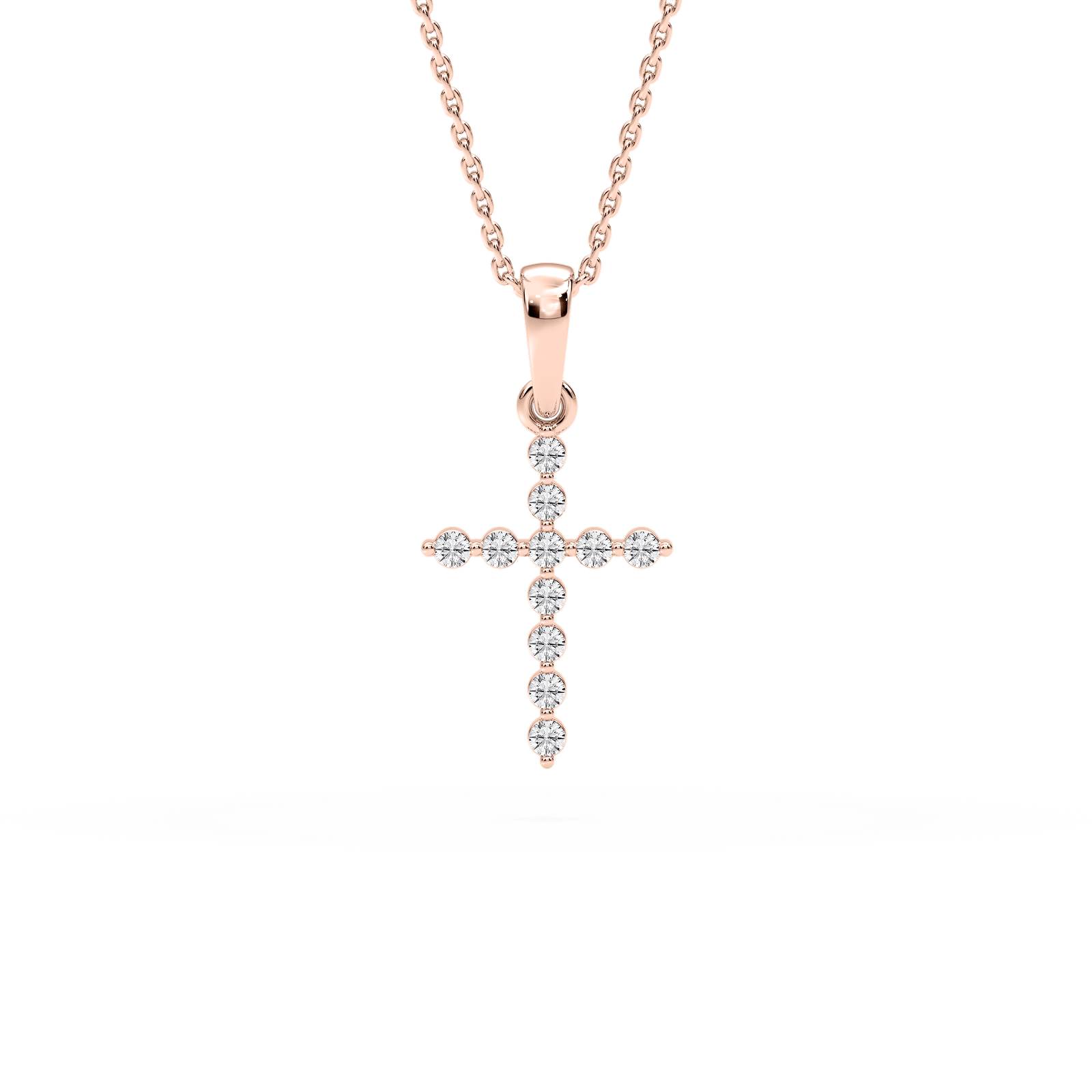 1/10 ctw Round Lab Grown Diamond Shared Prong Cross Pendant – 16 to 18 inches