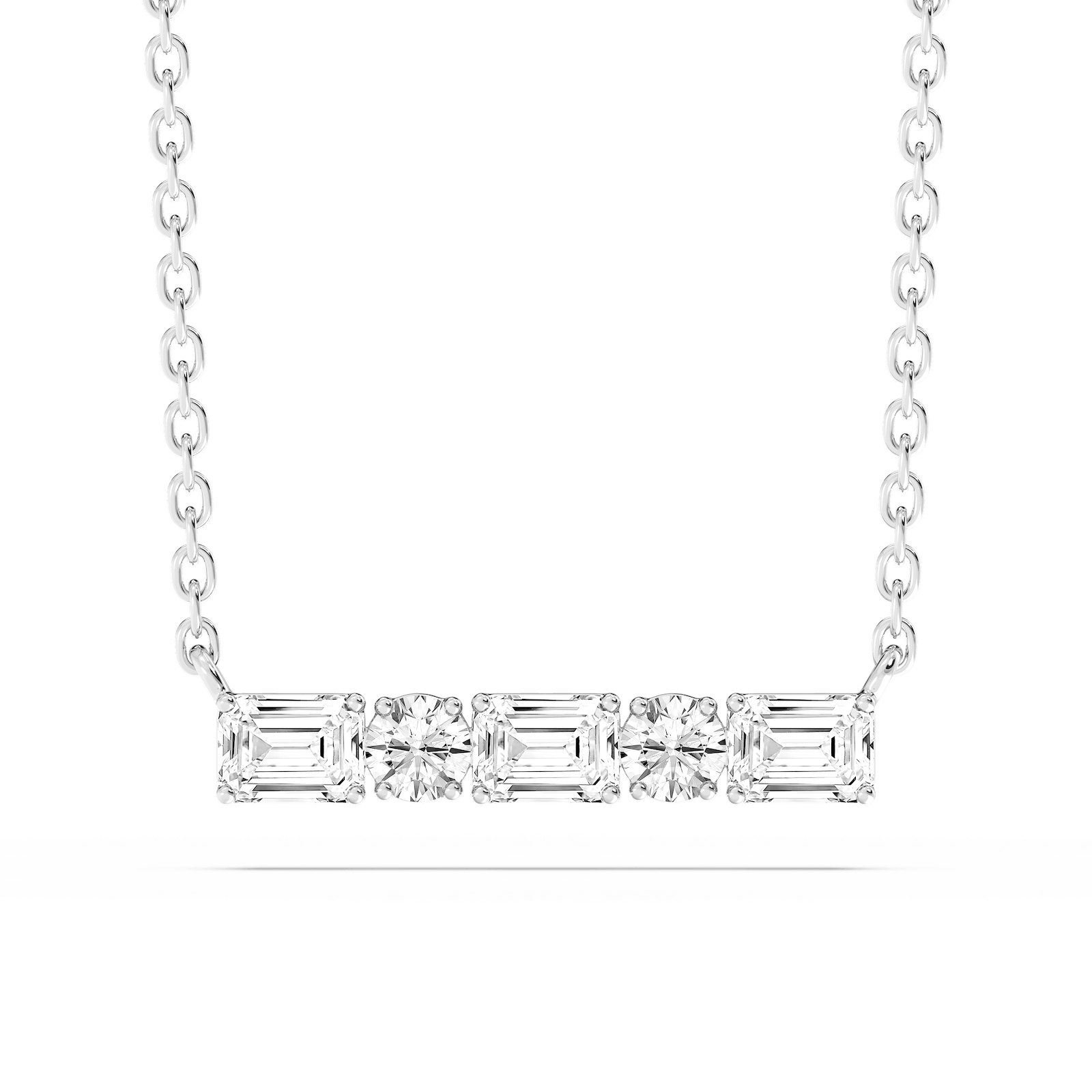 1/2 ctw Round and Emerald Lab Grown Diamond Alternating Five-Stone Necklace - 16 to 18 Inches
