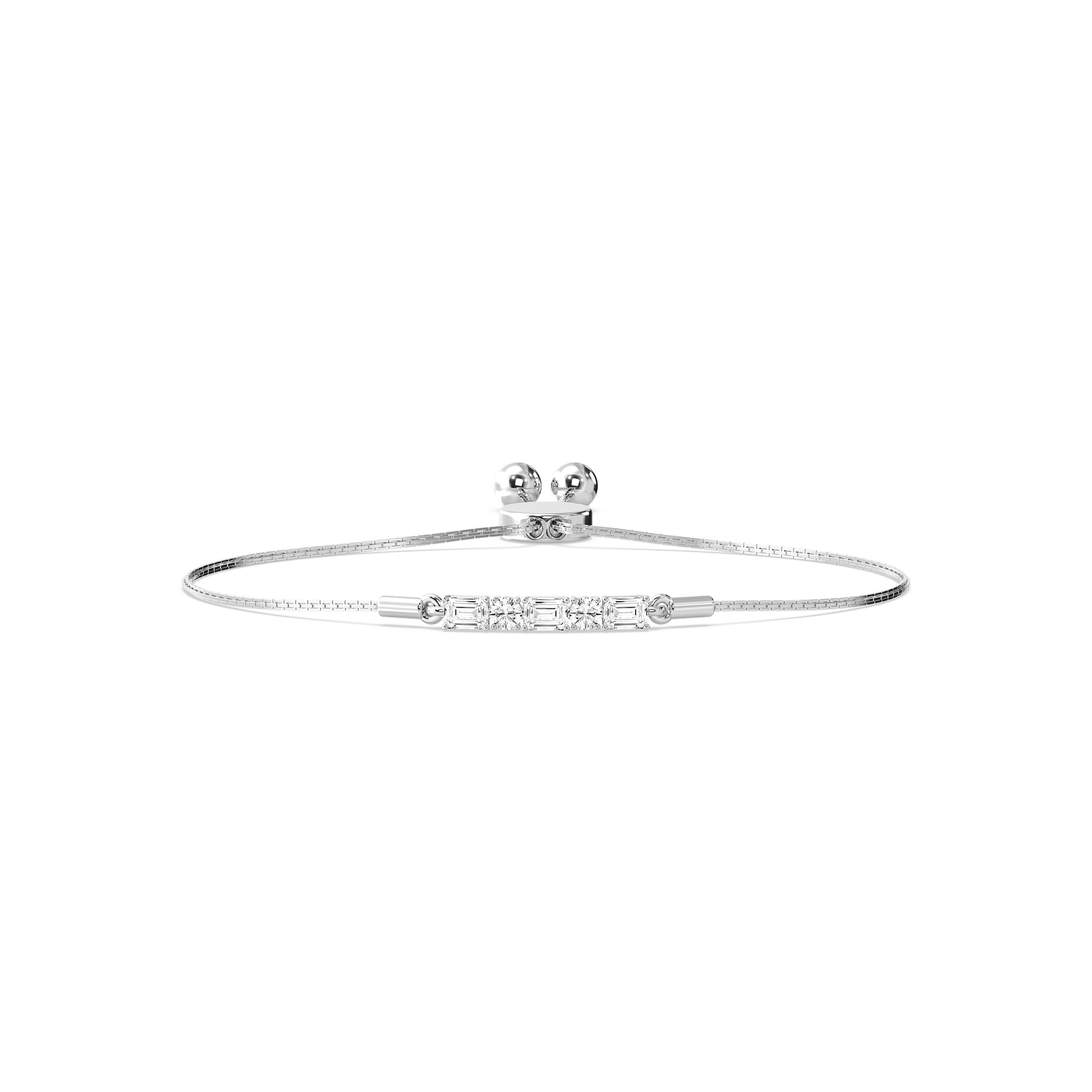 1/2 ctw Round and Emerald Lab Grown Diamond Alternating Five-Stone Bolo - 7 Inches