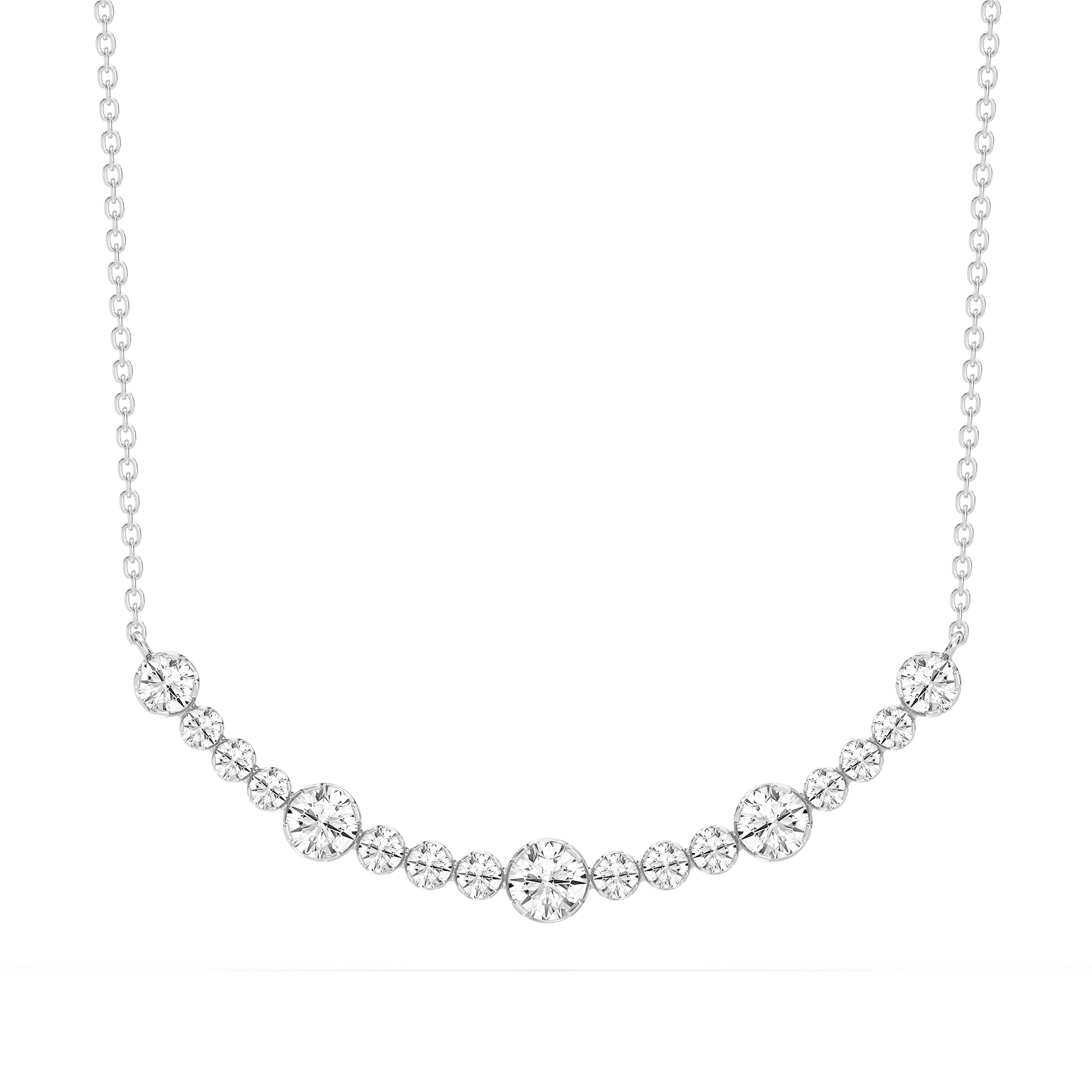 1 ctw Round Lab Grown Diamond Bezel Smile Necklace - 16 to 18 Inches