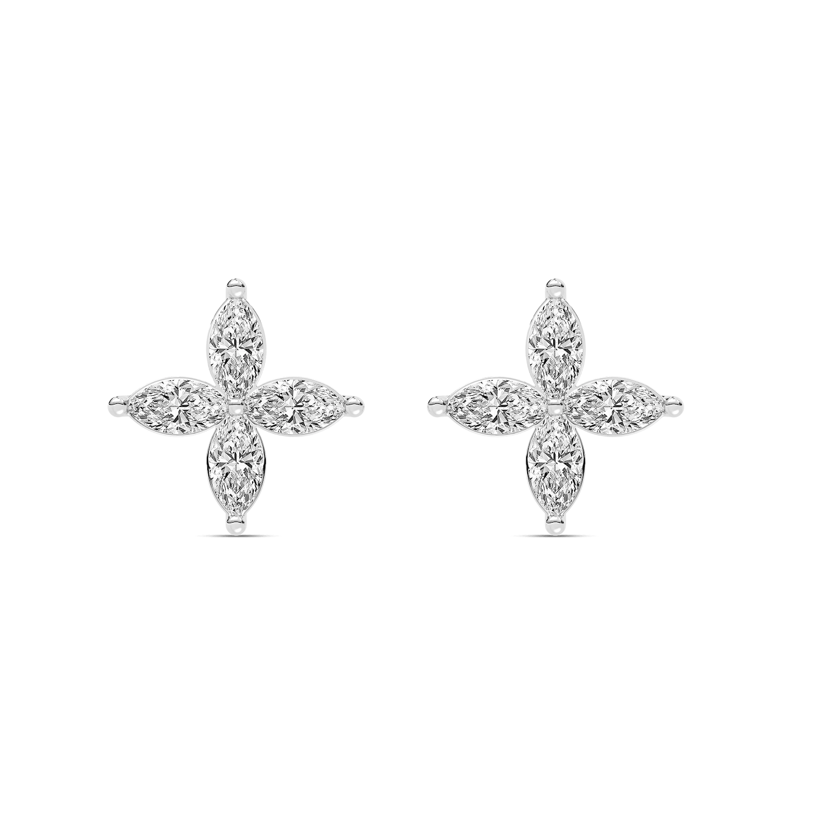 1 ⅝ ctw Marquise Lab Grown Diamond Petal Stud Earrings