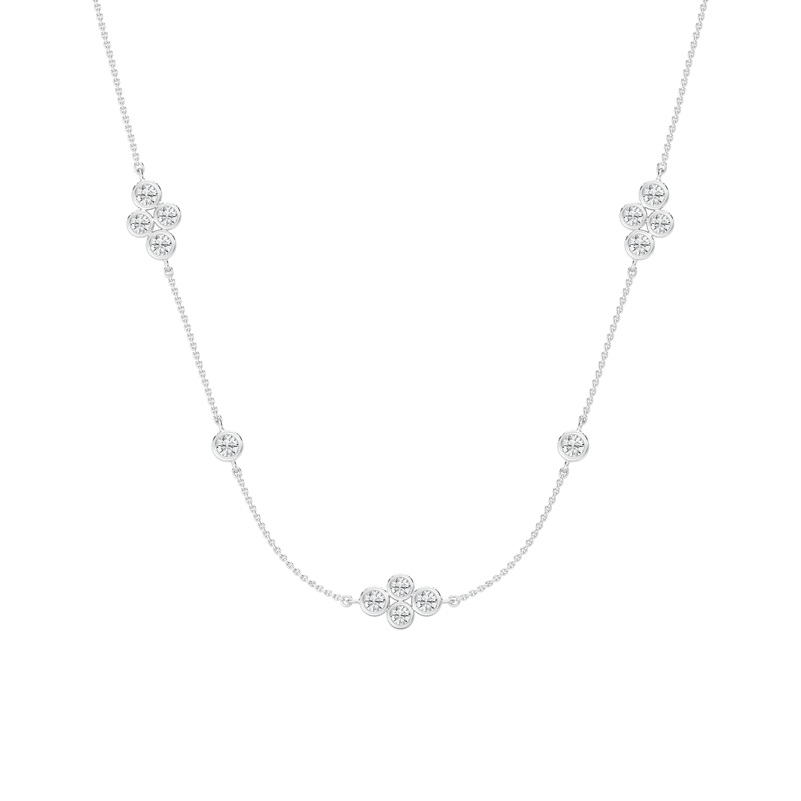 1 1/2 ctw Round Lab Grown Diamond Station Necklace - 18 Inches