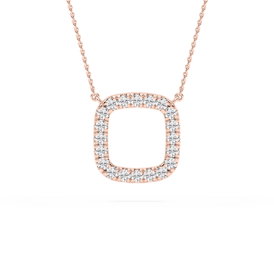 1/6 ctw Round Lab Grown Diamond Pave Open Square Pendant – 16 to 18 inches