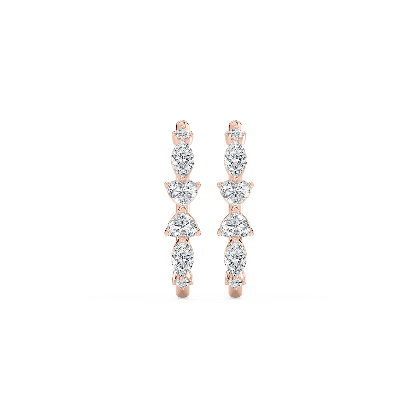1 ¾ ctw Heart, Round and Marquise Lab Grown Diamond Hoop Earrings