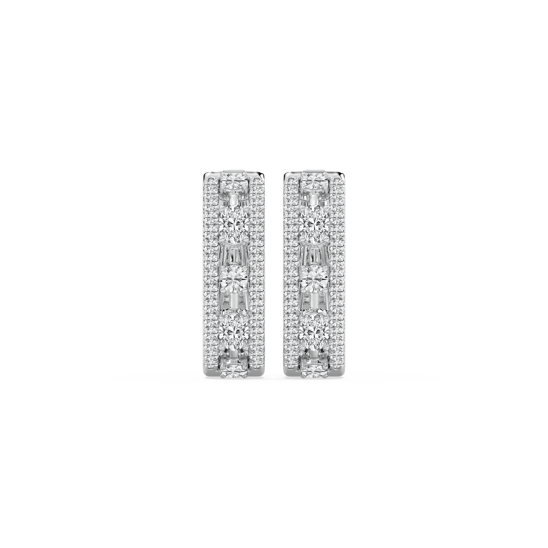 2 ⅝ ctw Oval and Round Lab Grown Diamond Framed Hoop Earrings