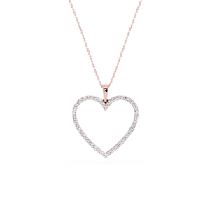 1 ctw Round and Baguette Lab Grown Diamond Heart Pendant - 18 Inches
