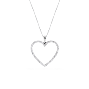 1 ctw Round and Baguette Lab Grown Diamond Heart Pendant - 18 Inches