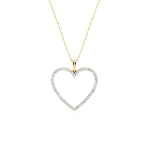 1 ctw Round and Baguette Lab Grown Diamond Heart Pendant - 18 Inches