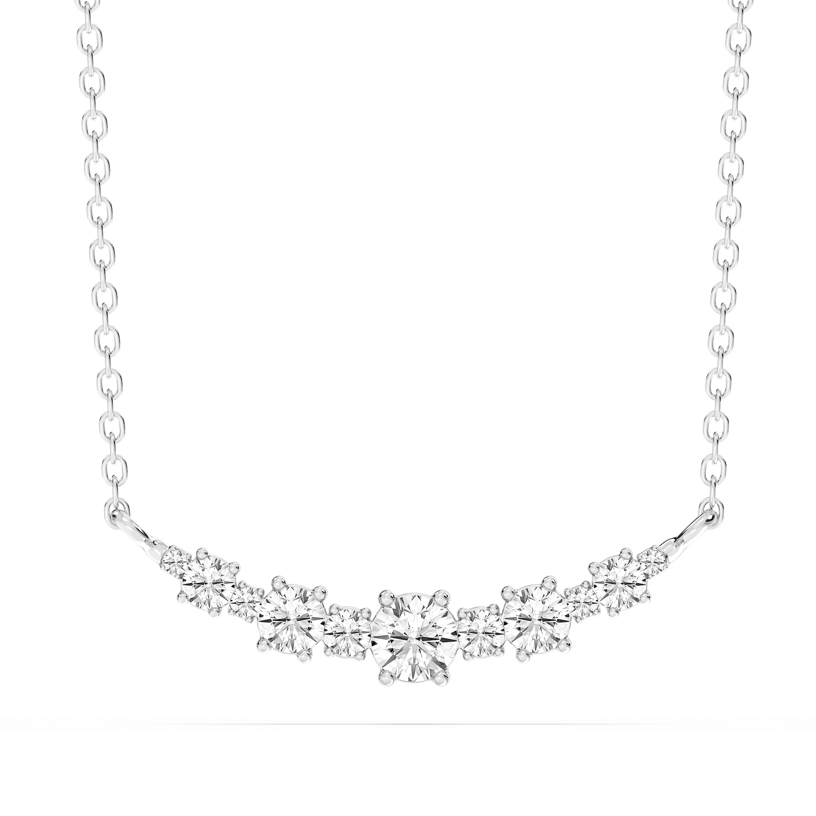 1 ctw Round Lab Grown Diamond Alternating Smile Necklace - 16 to 18 Inches