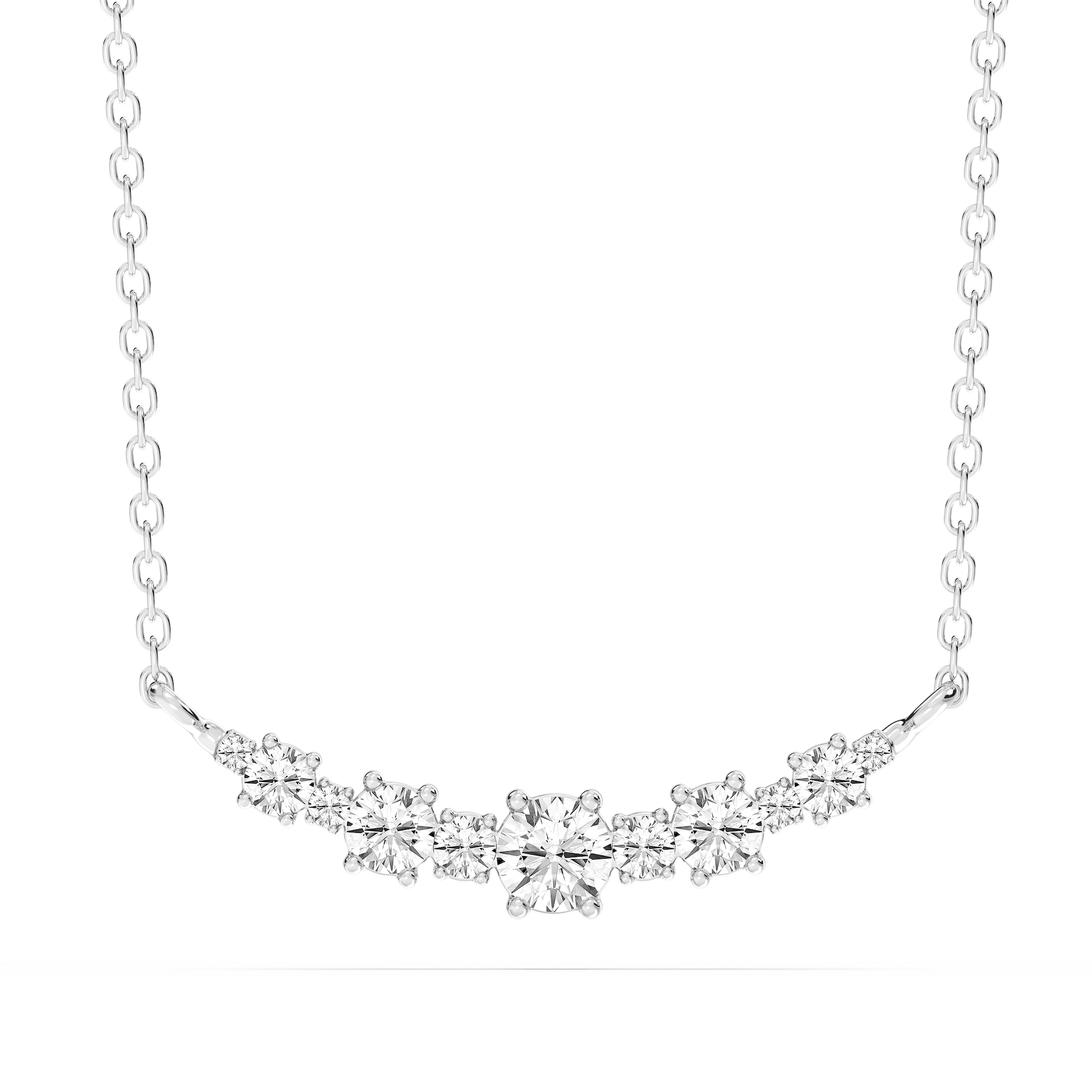 1 ctw Round Lab Grown Diamond Alternating Smile Necklace - 16 to 18 Inches