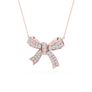 1 ctw Round Lab Grown Diamond Asymmetrical Bow Pendant - 16 to 18 inches