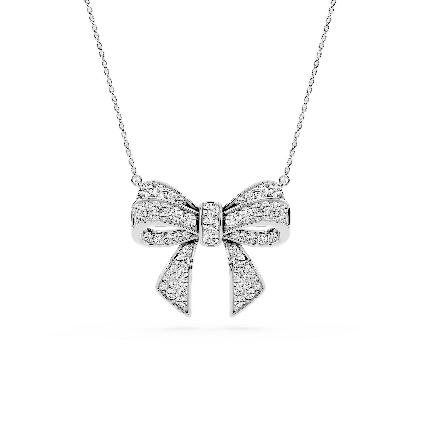 1 ½ ctw Round Lab Grown Diamond Channel Bow Pendant - 16 to 18 inches