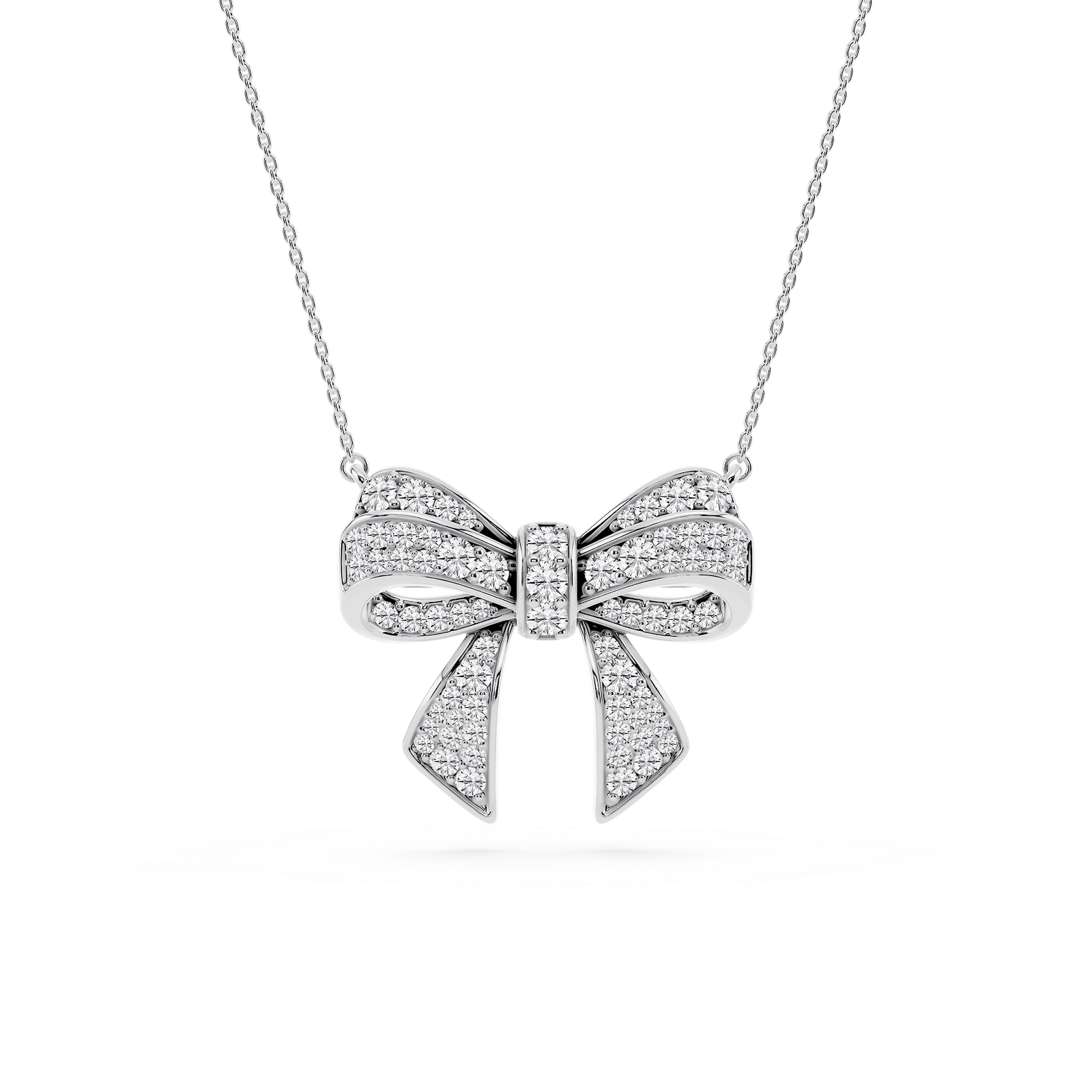 1 ½ ctw Round Lab Grown Diamond Channel Bow Pendant - 16 to 18 inches