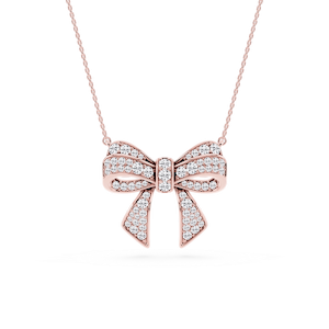1 ctw Round Lab Grown Diamond Channel Bow Pendant - 16 to 18 inches