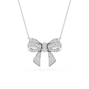 1 ctw Round Lab Grown Diamond Channel Bow Pendant - 16 to 18 inches