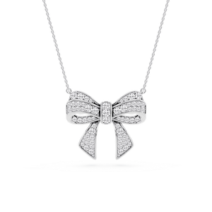 1 ctw Round Lab Grown Diamond Channel Bow Pendant - 16 to 18 inches