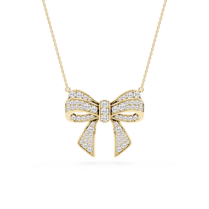 1 ctw Round Lab Grown Diamond Channel Bow Pendant - 16 to 18 inches
