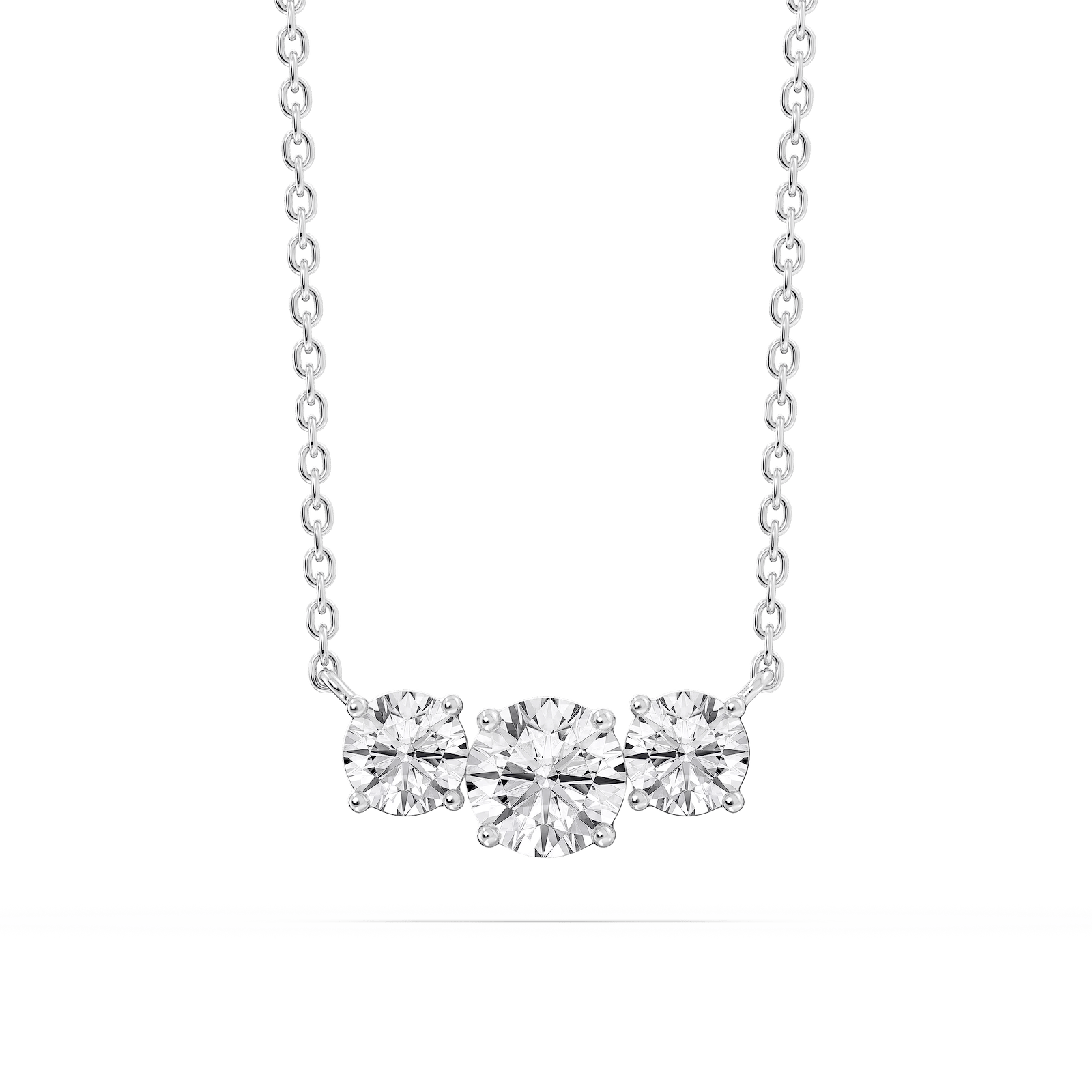 1 ctw Round Lab Grown Diamond Classic Three Stone Pendant - 16 to 18 Inches