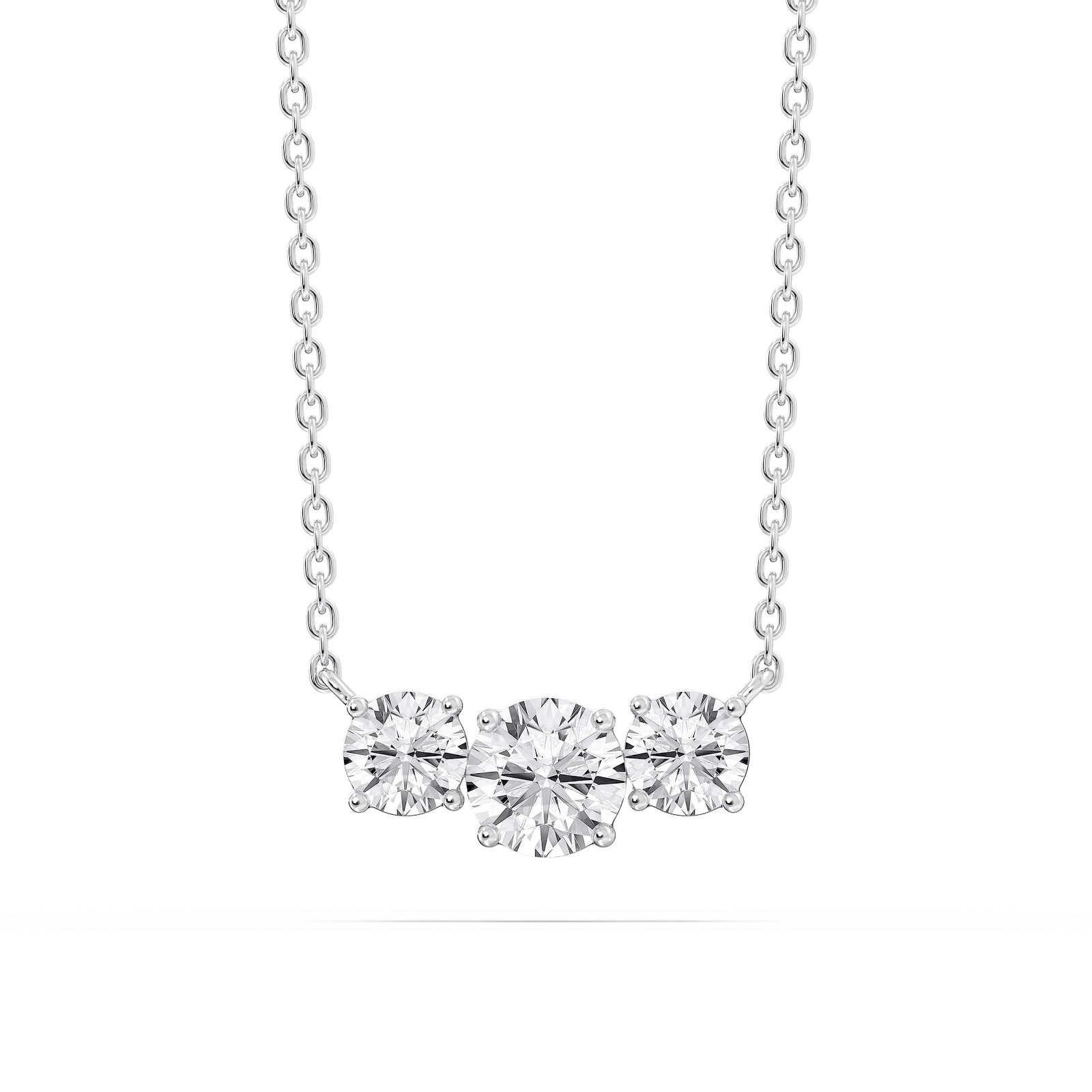 1 ctw Round Lab Grown Diamond Classic Three Stone Pendant - 16 to 18 Inches