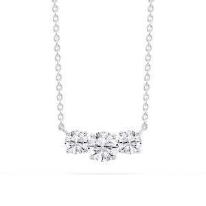 1 ctw Round Lab Grown Diamond Three Stone Pendant in Sterling Silver - 16 to 18 Inches