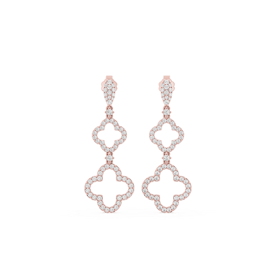 1 ctw Round Lab Grown Diamond Clover Drop Earrings