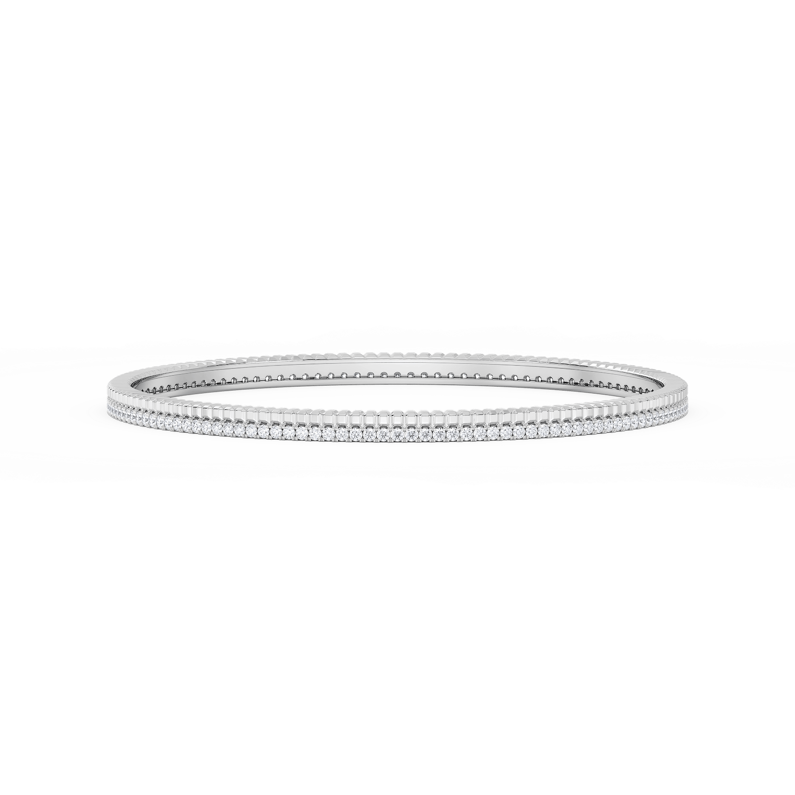 1 ½ ctw Round Lab Grown Diamond Double Row Bangle Bracelet  - 7.25 Inches