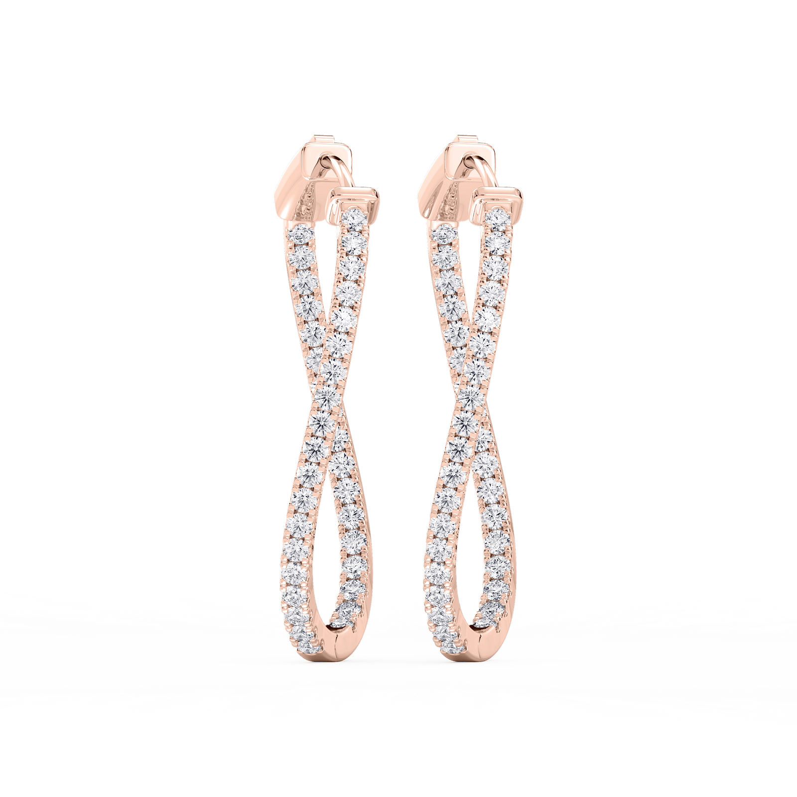 1 ²⁄₅ ctw Round Lab Grown Diamond Prong Set Wavy Hoop Earrings