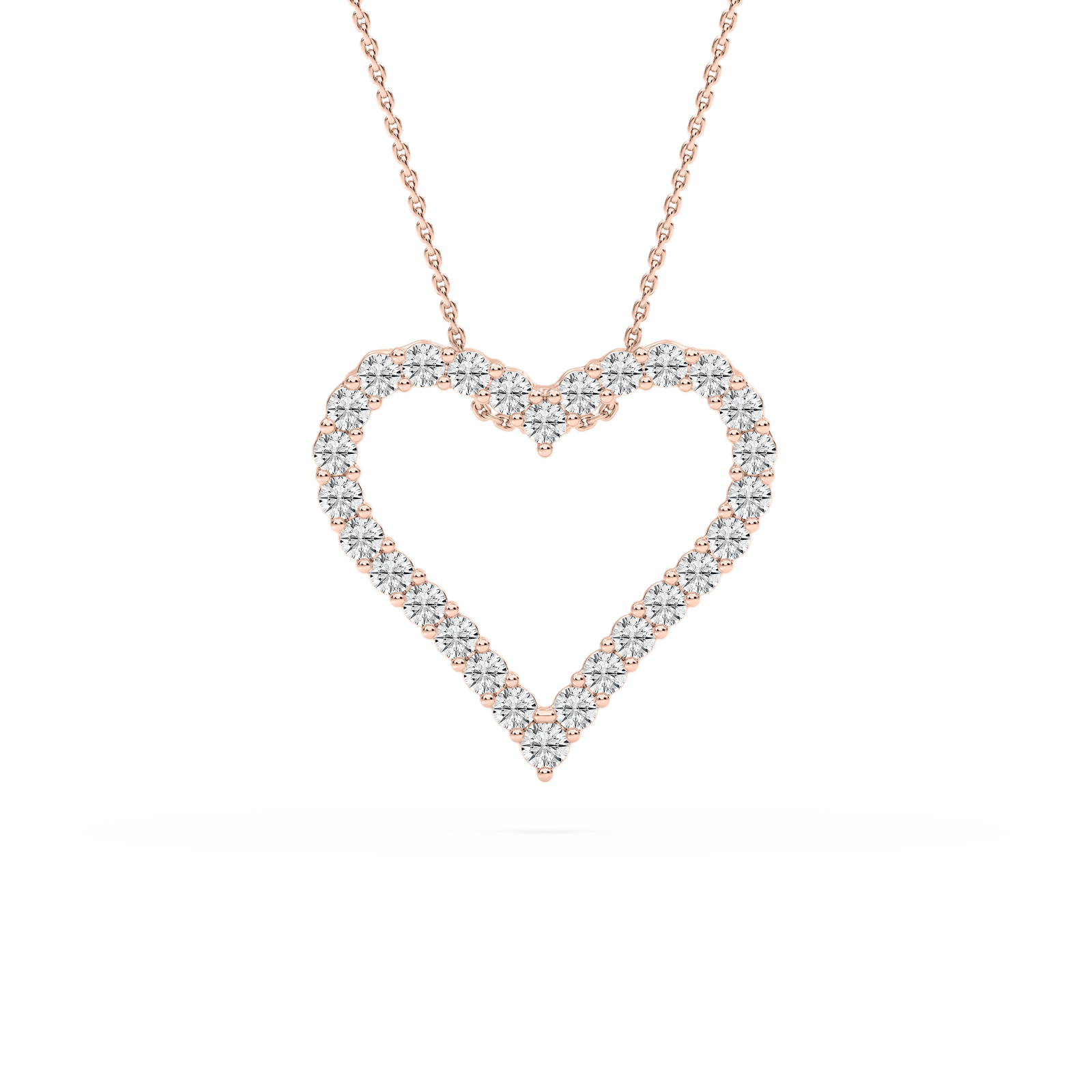 1 ctw Round Lab Grown Diamond Shared Prong Open Heart Pendant – 16-18 Inches