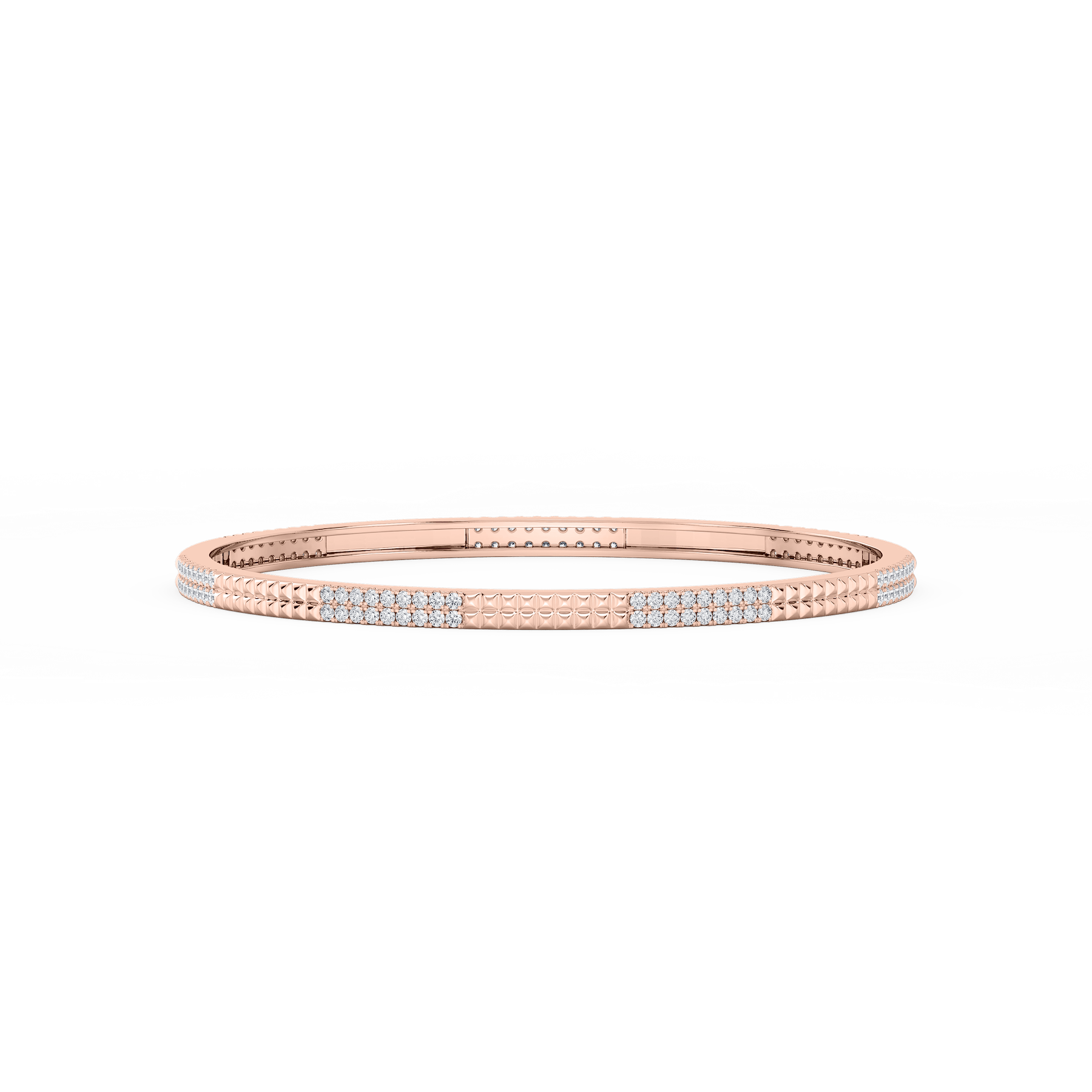 1 ½ ctw Round Lab Grown Diamond Textured Bangle Bracelet  - 7.25 Inches